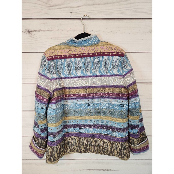 Diane Gilman Women's Multicolor Paisley Long Sleeve Button Front Jacket Size L - Picture 2 of 5
